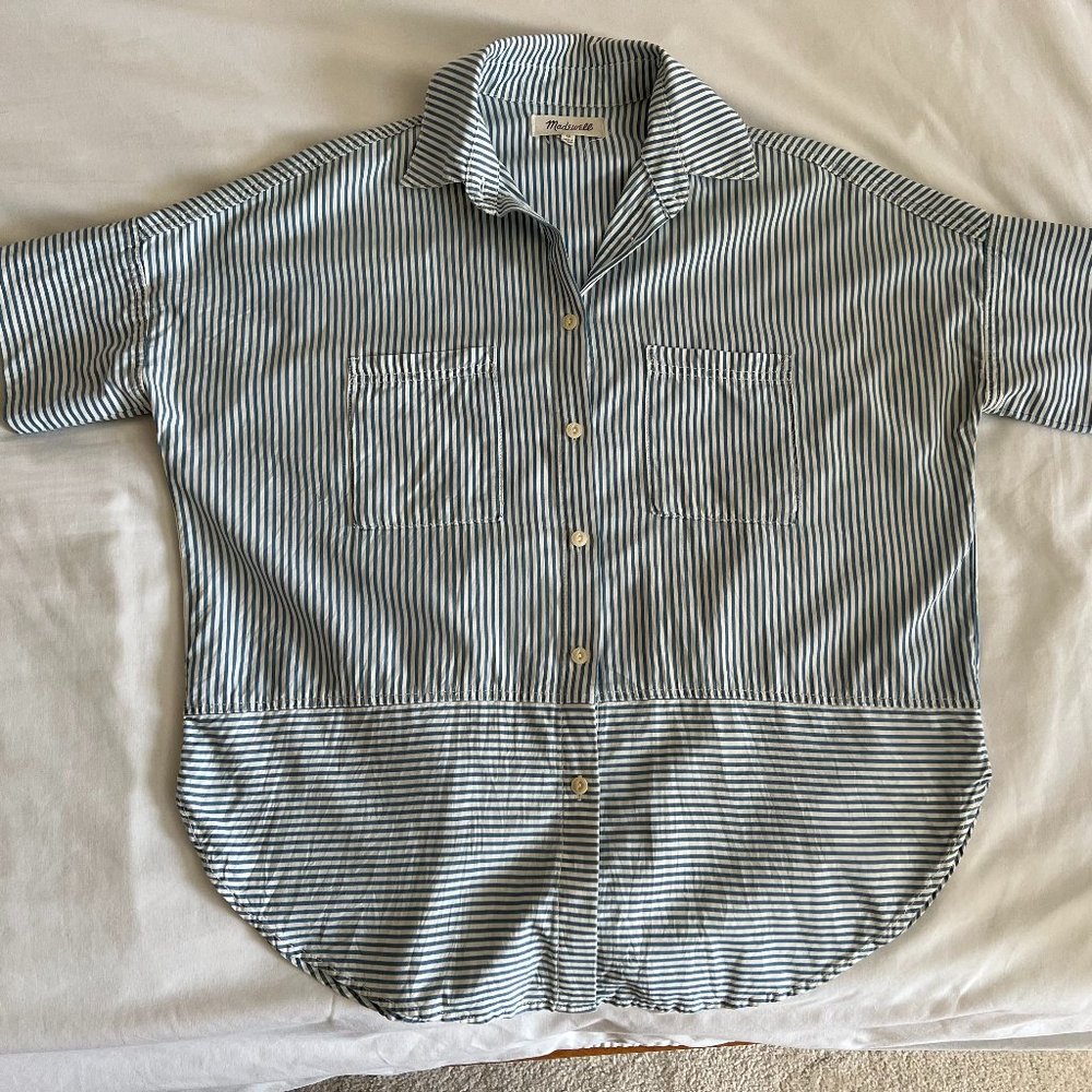 Madewell Courier Button Down Shirt Blue Stripe XS - Picture 3 of 6